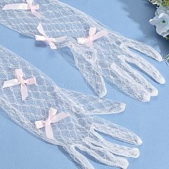 Bowknot Polyester Long Lace Gloves&nbsp;AJEW-WH20007-92A