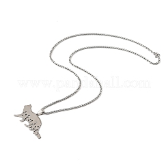 201 Stainless Steel Hollow Cat Shaped Pendant Box Chain Necklaces&nbsp;NJEW-M086-06P