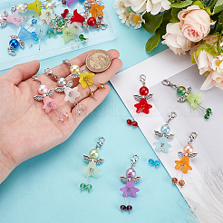20Pcs 10 Colors Angel ABS Plastic Imitation Pearl & Glass & Alloy Pendant Decorations&nbsp;HJEW-PH02255