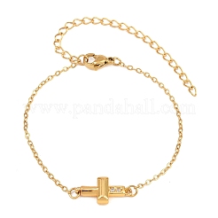 Brass Micro Pave Clear Cubic Zirconia Link Bracelets&nbsp;BJEW-T029-01G