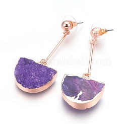 Natural Druzy Quartz Dangle Stud Earrings&nbsp;EJEW-F171-02F