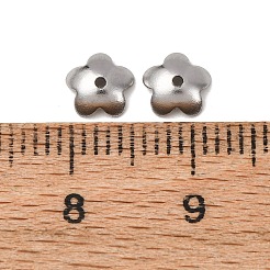 Tarnish Resistant 5-Petal 201 Stainless Steel Flower Bead Caps&nbsp;STAS-N027-02