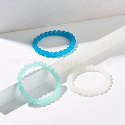 8mm Imitation Jade Glass Round Beads Stretch Bracelet for Girl Women&nbsp;BJEW-JB07179