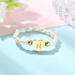 Natural Freshwater Pearl & 304 Stainless Steel Bead Finger Rings&nbsp;RJEW-FS00001-14
