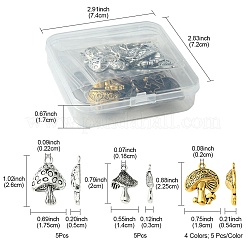 30Pcs 6 Styles Tibetan Style Alloy Mushroom Pendants&nbsp;TIBE-FS0001-14