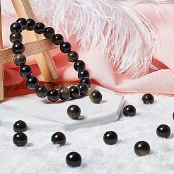 Natural Golden Sheen Obsidian Beads Strands&nbsp;G-OC0001-06