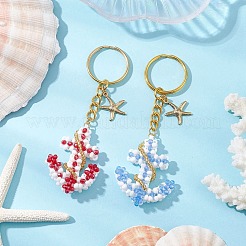 2Pcs Iron Glass Seedbead Keychain&nbsp;KEYC-MZ00034