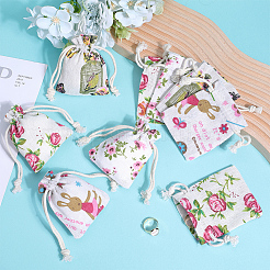 4 Styles Flower Print Burlap Packing Pouches&nbsp;ABAG-BBC0001-03A