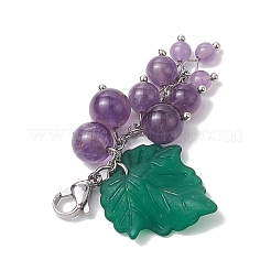 Grape Natural Amethyst Pendant Decorations&nbsp;HJEW-TA00266-01