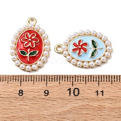 Alloy with Enamel and ABS Plastic Imitation Pearl Pendants&nbsp;FIND-Z111-06G