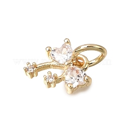 Brass Micro Pave Clear Cubic Zirconia Charms&nbsp;KK-D110-01G