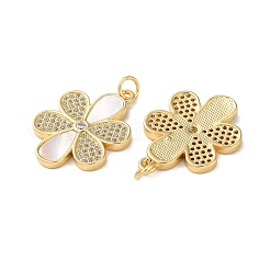 Brass Micro Pave Clear Cubic Zirconia Pendants&nbsp;KK-B083-17G-06