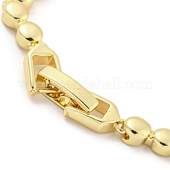 Brass Micro Pave Clear Cubic Zirconia Flat Round Link Chain Bracelets for Women&nbsp;BJEW-R315-01E-G