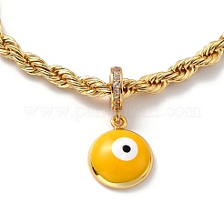 Brass Enamel Evil Eye Charm Bracelets&nbsp;BJEW-L652-21-G