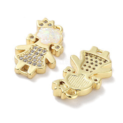 Brass Micro Pave Clear Cubic Zirconia Pendants&nbsp;KK-L213-043G-02