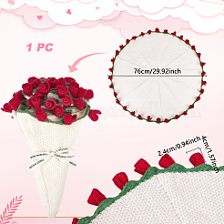 Woolen Yarn Crochet Rose Flower Bouquet Blanket&nbsp;AJEW-WH0596-732B