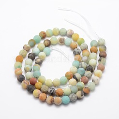 Frosted Natural Flower Amazonite Bead Strands&nbsp;G-L460-01-10mm