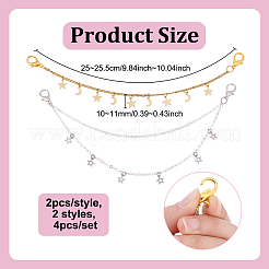 4Pcs 2 Styles Brass & 304 Stainless Steel Boot Strap Chains&nbsp;HJEW-UN00053