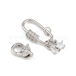 Brass Micro Pave Clear Cubic Zirconia Lobster Claw Clasps&nbsp;KK-U059-56P