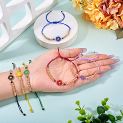 6Pcs 6 Colors Alloy Enamel Link Bracelets for Women&nbsp;BJEW-TAC0042