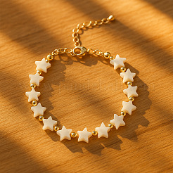 Minimalist Natural Shell & Brass Beaded Bracelets&nbsp;DG5975