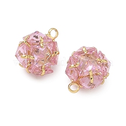 Brass Pave Pink Cubic Zirconia Charms&nbsp;CU-CBAD360-08G-03