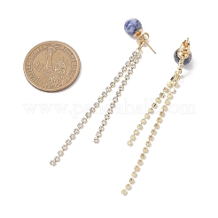 3 Pairs Brass Rhinestone Round Tassel Stud Earrings&nbsp;EJEW-JE06845