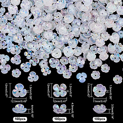 300Pcs 3 Style Electroplate Acrylic Bead Caps&nbsp;PACR-PH0001-07