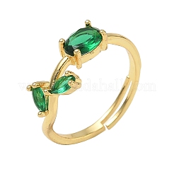 Flower Brass Glass Adjustable Finger Rings&nbsp;GL-CBA18A7-01G-02