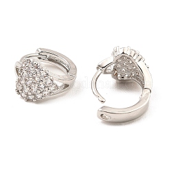 Brass Micro Pave Cubic Zirconia Hoop Earrings&nbsp;EJEW-D078-17P
