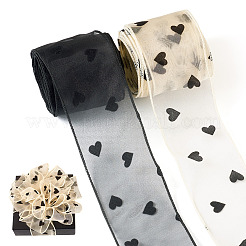 2 Rolls 2 Colors Polyester Heart Flocking Ribbon&nbsp;OCOR-TA0002-78