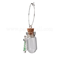 Glass Wishing Bottle Wine Glass Charms&nbsp;X-AJEW-JO00134