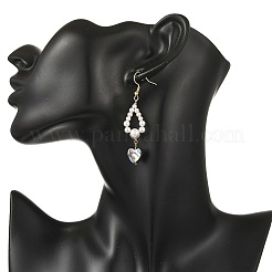 Shell Pearl & Abalone Shell/Paua Shell Beads Dangle Earrings&nbsp;EJEW-JE07314-02