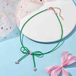 Glass Seed Pendant Necklaces for Women&nbsp;NJEW-MZ00031-04
