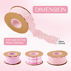 3 Rolls 3 Styles Wrinkle Polyester Ribbon&nbsp;OCOR-TA0002-99B