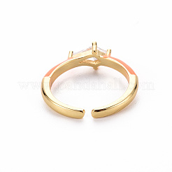 Brass Enamel Cuff Rings&nbsp;RJEW-T016-28D-NF