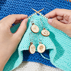 Wooden with Alloy Locking Stitch Marker&nbsp;TOOL-WH0155-32