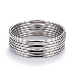 7Pcs 201 Stainless Steel Plain Bangle Sets for Women&nbsp;BJEW-L664-022A-P02