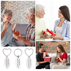 6Pcs 2 Styles Mother's Day Oval with Word Remember I Love You Mom Stainless Steel Keychain&nbsp;AJEW-GO0001-57