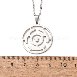 304 Stainless Steel Labyrinth Symbol Pendant Cable Chain Necklace for Men Women&nbsp;NJEW-K308-08P