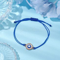 Evil Eye Alloy Crystal Rhinestone Link Braided Bracelets&nbsp;BJEW-JB10787
