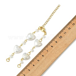 Natural Baroque Keshi Pearl Heart & Shell Pearl Link Bracelet Making&nbsp;AJEW-JB01645