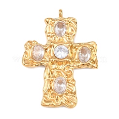 304 Stainless Steel Micro Pave Cubic Zirconia Pendants&nbsp;STAS-P421-02G-A