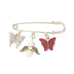 9Pcs Butterfly Alloy & Acrylic & Rhinestone Pendant Brooches&nbsp;JEWB-BR00185