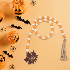 Round Wooden Beaded Autumn Decoration&nbsp;AJEW-WH20019-60