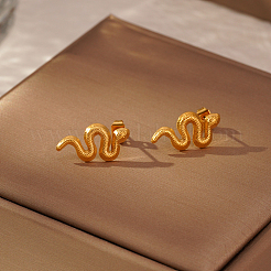 Elegant 304 Stainless Steel Snake Stud Earrings&nbsp;QD7149