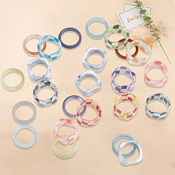 3 Styles Resin & Acrylic Finger Rings for Women&nbsp;RJEW-SC0001-23