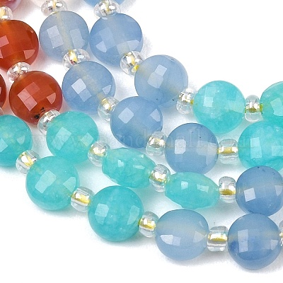 Natural Agate(Dyed & Heated) & Dyed White Jade & Tiger Eye Beads Strands&nbsp;G-Z135-B09-1