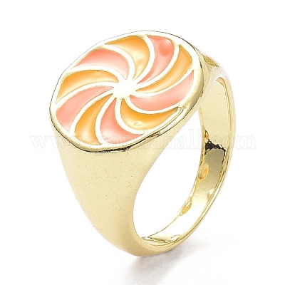 Pinwheel Pattern Alloy Enamel Finger Rings&nbsp;RJEW-Z008-15LG-E-1