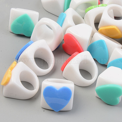 Opaque Acrylic Finger Rings&nbsp;X-RJEW-T010-13-1